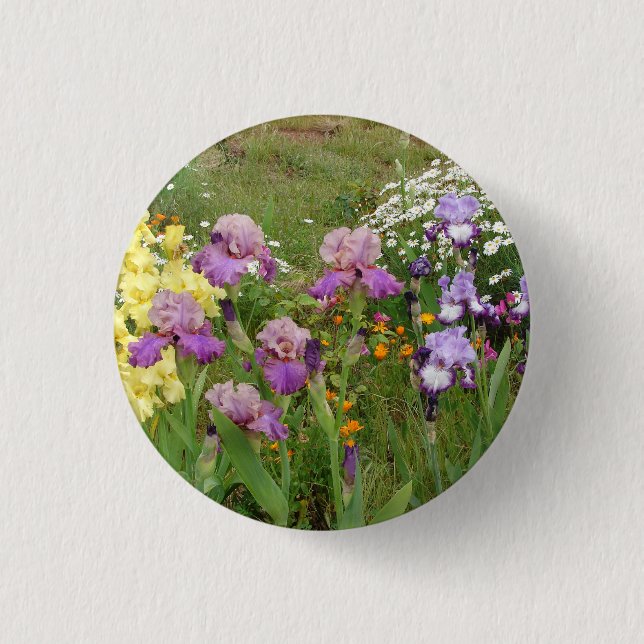 Macaron Rond 2,50 Cm Belle Iris Fleur violet Fleur Photo (Devant)