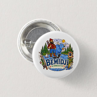 Macaron Rond 2,50 Cm Bemidji Minnesota Paul Bunyan & Babe the Blue Ox