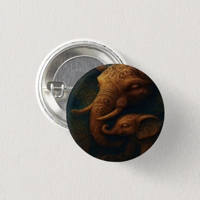 Macaron Rond 2,50 Cm Benevolent Elephants Button (Devant & derrière)