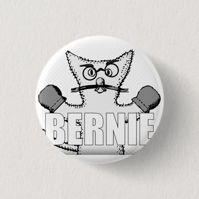 Macaron Rond 2,50 Cm Bernie Sanders Chat avec Mittens (Devant)