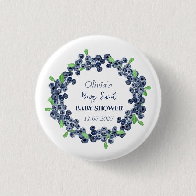 Macaron Rond 2,50 Cm Berry Sweet Baby shower Blueberry Baby Girl Boy (Devant)