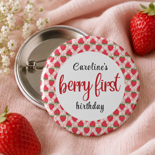 Macaron Rond 2,50 Cm Berry Sweet Strawberry 1er fête d'anniversaire