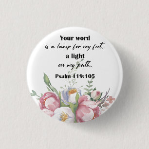 Macaron Rond 2,50 Cm Bible Verse Psaume Florale