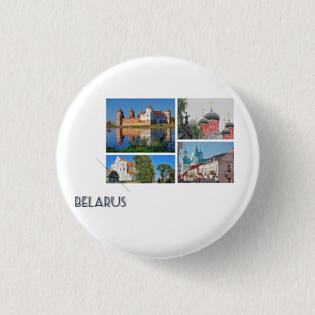Macaron Rond 2,50 Cm Biélorussie Mir Castle Architecture Button Pin (Devant)