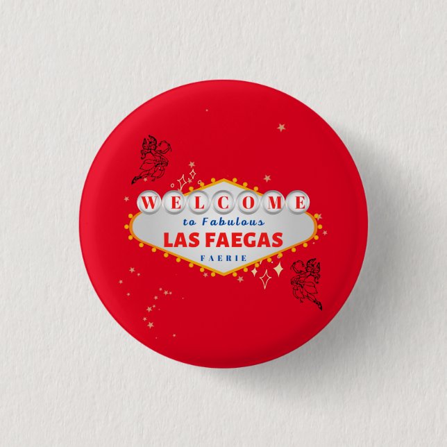 Macaron Rond 2,50 Cm Bienvenue À Las Faegas ! (Devant)