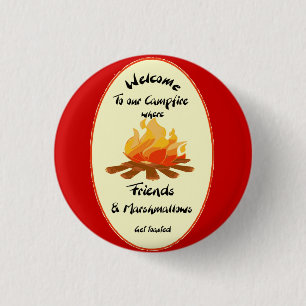 Macaron Rond 2,50 Cm Bienvenue dans notre Humour Campfire Friends