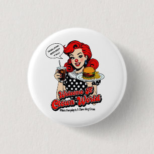 Macaron Rond 2,50 Cm Bienvenue sur le bouton Monde Clown