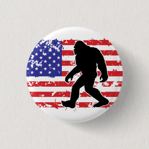 Macaron Rond 2,50 Cm Bigfoot et le drapeau américain