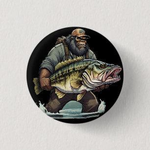 Macaron Rond 2,50 Cm Bigfoot Pêche basse Poisson Sasquatch Yeti Yeti da