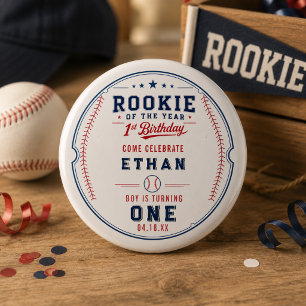 Macaron Rond 2,50 Cm Billet de baseball Recrue de l'année pour 1er anni