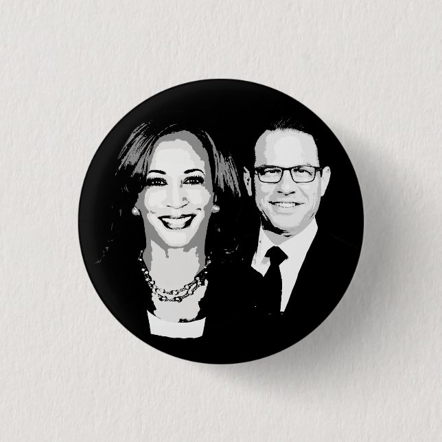 Macaron Rond 2,50 Cm Billet Kamala Harris et Josh Shapiro (Devant)