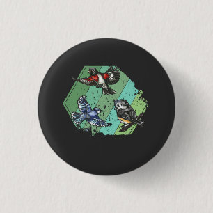 Macaron Rond 2,50 Cm Birds Garden Birds Retro