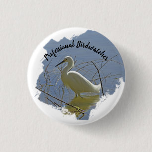 Macaron Rond 2,50 Cm Birdwatcher professionnel White Egret Photo Birder