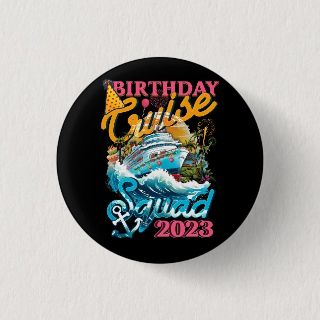 Macaron Rond 2,50 Cm Birthday Cruise Squad Cruise Ship Anniversday Part (Devant)