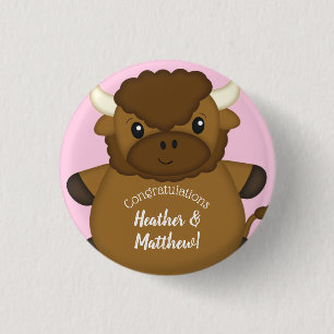 Macaron Rond 2,50 Cm Bison Baby shower Buffalo rose