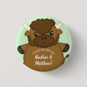 Macaron Rond 2,50 Cm Bison Buffalo Baby shower vert