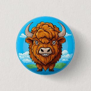Macaron Rond 2,50 Cm Bison de dessin animé mignon
