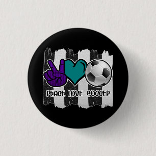 Macaron Rond 2,50 Cm Black and White Striped Peace Love Soccer