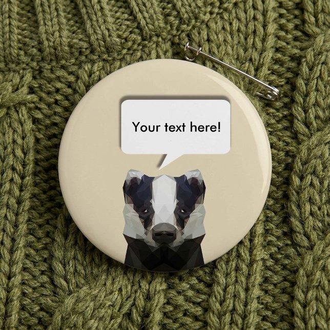Macaron Rond 2,50 Cm Blaireau géométrique mignon de bulle vocale (Speech bubble Cute geometric badger Pinback Button.)