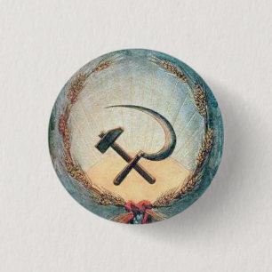 Macaron Rond 2,50 Cm Blé de marteau et de faucille petit, 1 bouton rond