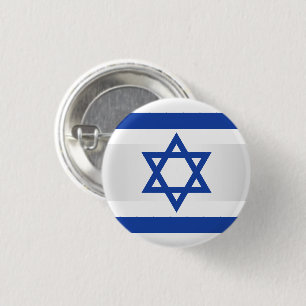 Macaron Rond 2,50 Cm Bleu blanc de drapeau israélien d'étoile de David