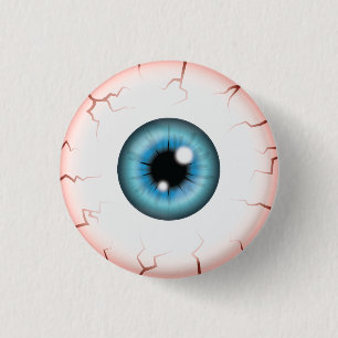 Macaron Rond 2,50 Cm Bleu Couleur Eyeball Halloween Bloodshot Eyeball