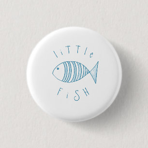 Macaron Rond 2,50 Cm Bleu Nautique Petit Poisson