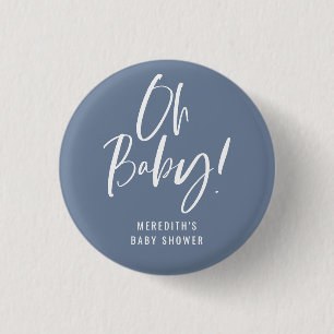 Macaron Rond 2,50 Cm Bleu simple calligraphie Sexe Baby shower neutre