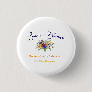 Macaron Rond 2,50 Cm blue boho amour en fleurs nom de la baby shower ré