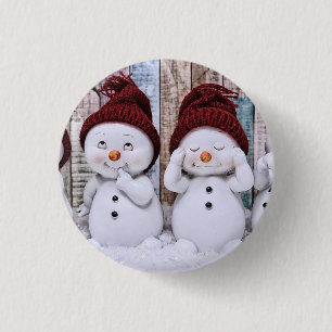 Macaron Rond 2,50 Cm Blue Christmas mignon Snowman