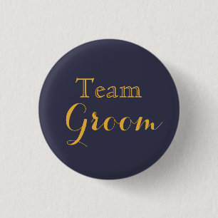 Macaron Rond 2,50 Cm Blue Gold Wedding Team Groom