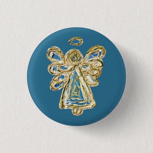Macaron Rond 2,50 Cm Blue Guardian Holiday Angel Custom Button Pins (Devant)