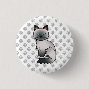 Macaron Rond 2,50 Cm Blue Point Birman / Ragdoll Cute Cat & Paws