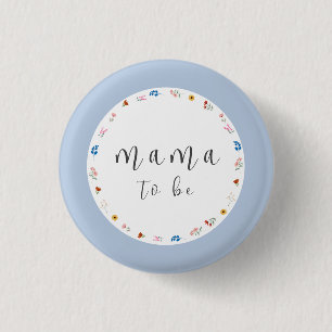 Macaron Rond 2,50 Cm Blue Simple Fleur sauvage Mama sera Baby shower