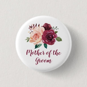 Macaron Rond 2,50 Cm Blush Bourgogne Floral Mère de la chambre
