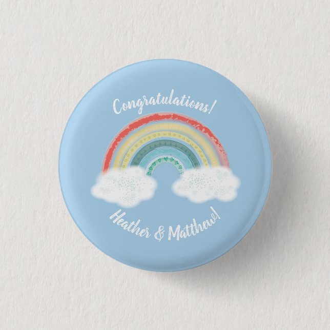 Macaron Rond 2,50 Cm Boho Rainbow Baby shower Blue Boy (Devant)