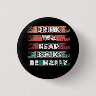 Macaron Rond 2,50 Cm Boire du thé Lire des livres Être heureux bouton