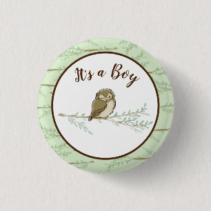 Macaron Rond 2,50 Cm Bois de Baby shower de hibou