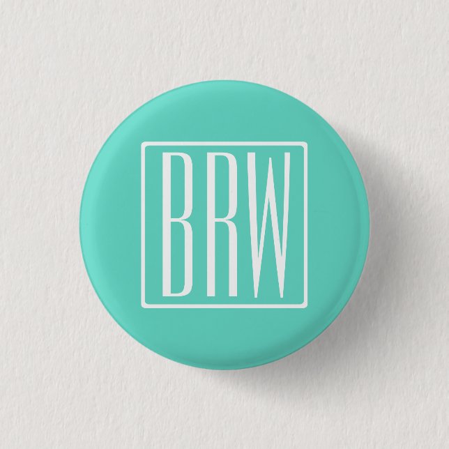 Macaron Rond 2,50 Cm Bold Modern | White on aqua (Devant)