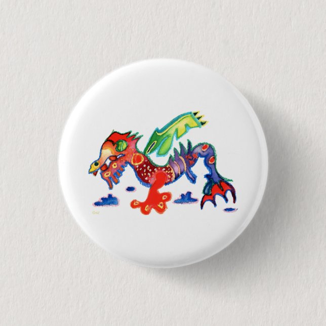 Macaron Rond 2,50 Cm Bon Dragon de chance, Drache (Devant)