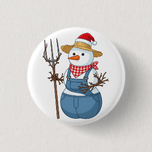 Macaron Rond 2,50 Cm Bonhomme de neige agriculteur Noël 2026 Ferme de v