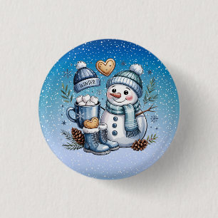 Macaron Rond 2,50 Cm Bonhomme de neige hivernal cosy
