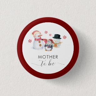 Macaron Rond 2,50 Cm Bonhomme de neige manchot d'hiver Baby Shower pour