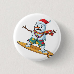 Macaron Rond 2,50 Cm Bonhomme de neige surfeur Noël 2026 Vacances drôle