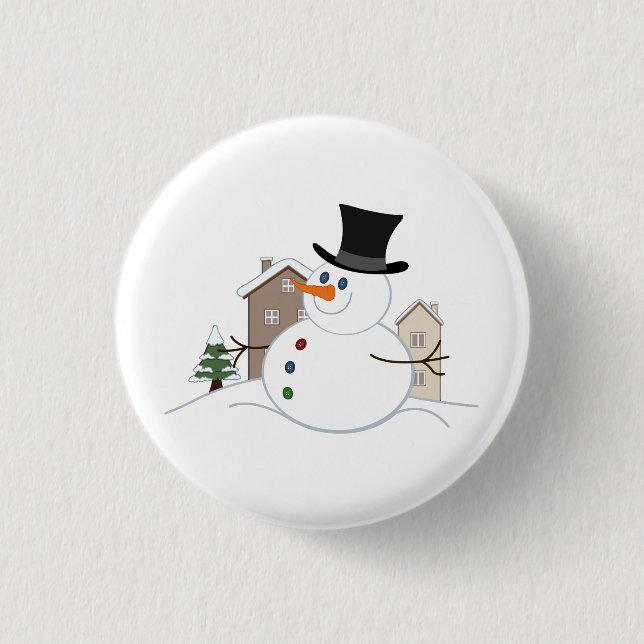 Macaron Rond 2,50 Cm Bonne illustration de Noël Snowman (Devant)