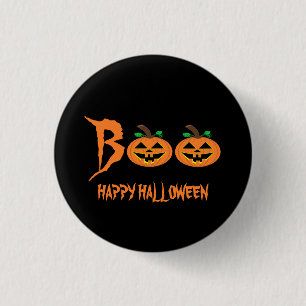Macaron Rond 2,50 Cm BOO ! Bouton Citrouille d'Halloween