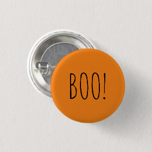 Macaron Rond 2,50 Cm Boo orange noir éffrayant typographie fun Hallowee