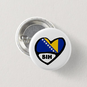 Macaron Rond 2,50 Cm Bosnia and Herzegovina Country Code Flag Heart BIH
