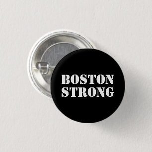 Macaron Rond 2,50 Cm "Boston Strong" noir blanc