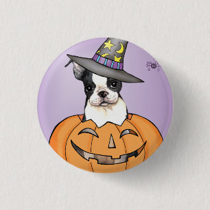 Macaron Rond 2,50 Cm Boston Terrier Halloween